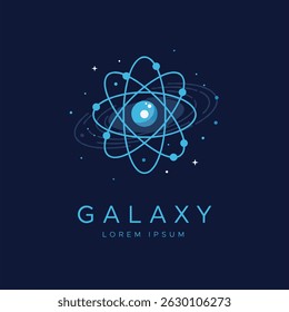 Creative and abstract galaxy for solar system and universe logo design vector editable
