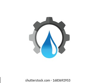 Illustration zur Design-Vektorillustration für kreatives abstraktes Gear Blue Drop-Logo