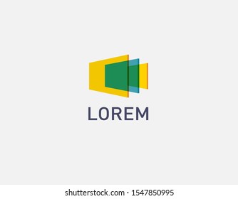 Creative abstract geometric 3D logo of three colorful faces