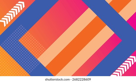 Creative abstract geometric background featuring bold blue orange and pink layered shapes with gradient textures, ideal for posters, banners, web and digital design projects.