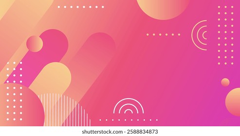 Creative abstract geometric background with gradient color. Purple, red, orange, yellow, pink gradient background. Modern geometric background. Elegant background
