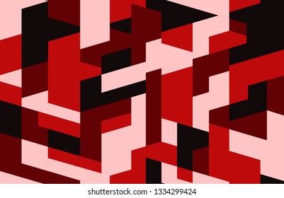 Creative abstract geometric background. Seamless isometric pattern. Futuristic Sci Fi mosaic. Fashion military textile. Vector