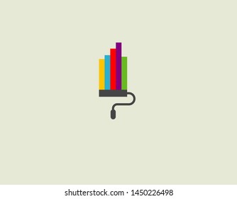 Creative Abstract geometric bright logo icon roller and paint lines for company