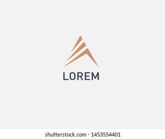 Creative Abstract Geometric Golden Logo Icon Pyramid Stripes Minimalism
