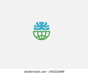Creative Abstract geometric linear logo icon brain and planet for company