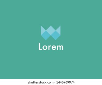 Creative abstract geometric logo symbol letter W and squares for company
