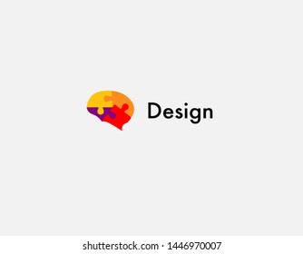 Creative abstract geometric logo symbol puzzles and human brain for company