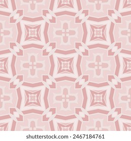 Creative  abstract geometric pattern in white pink, vector seamless, can be used for printing onto fabric, interior, design, textile.