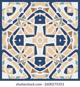 Creative abstract geometric pattern in white yellow orange blue, vector, can be used for printing onto fabric, interior, design, textile