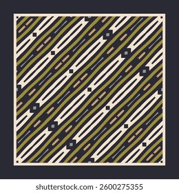 Creative abstract geometric pattern in white brown yellow,  can be used for printing onto fabric, interior, design, textile.Frame. Ideal for interior design as interior painting.