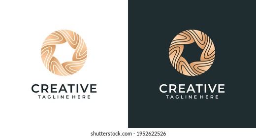 Creative abstract gold gradient ornament logo design vector template. Logo can be used for icon, brand, identity, fashion, feminine, and business company