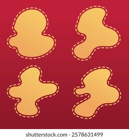 Creative Abstract Golden Shapes on Red Background