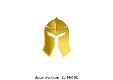 Creative Abstract Golden Warrior Helmet Logo Design Symbol Vector Illustration