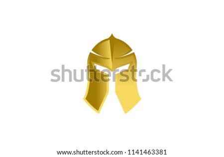 Creative Abstract Golden Warrior Helmet Logo Design Symbol Vector Illustration