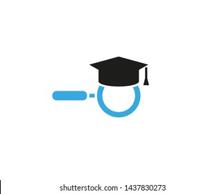 Creative Abstract Graduation Hat Magnifying Logo Design Vector Symbol Illustration