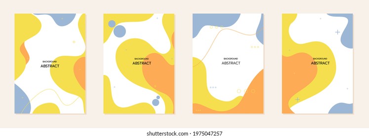 Creative abstract graphic fluid style poster set. Dynamic liquid colored organic shapes. Template for the design logo, banner, cover, web, page, header or presentation.