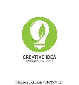 Creative Abstract Green Bulb Leaf Logo Design Vector Symbol Illustration