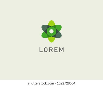 Creative abstract green logo pattern of ovals flower plant nature