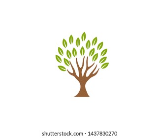 Creative Abstract Green Tree Leaves Logo Design Vector Symbol Illustration