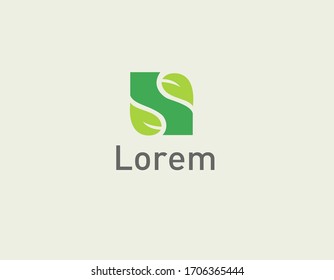 Creative abstract green two leaf plant logo for your company