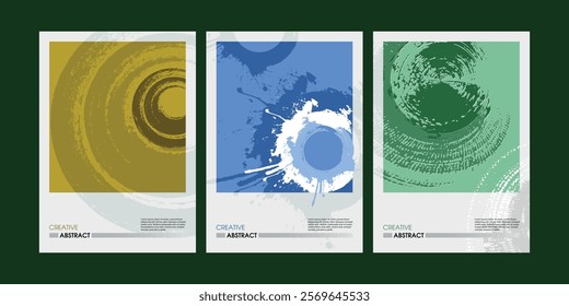 Creative abstract grunge design with colorful circular and splatter patterns perfect for brochures, flyers, book covers, and prospectuses.