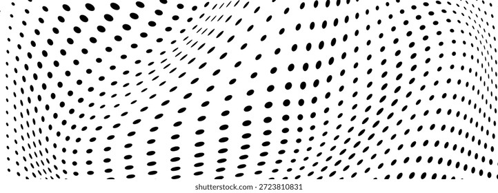 Fondo punteado de onda de semitono abstracto creativo en estilo grunge futurista. Textura óptica de Vector del arte pop para la impresión moderna y el diseño digital.