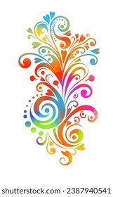 Creative abstract hand drawing. Not AI, Object vintage colored swirls. Vector illustration