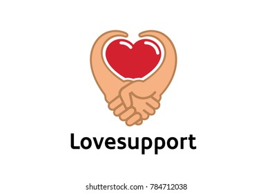 Creative Abstract Handshake Heart Inside Logo Symbol Design Illustration