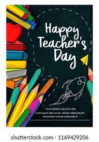 creative abstract, Happy Teacher's Day poster concept creative design illustration