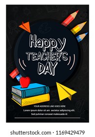 creative abstract, Happy Teacher's Day poster concept creative design illustration