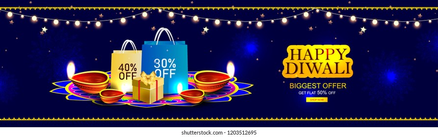 Creative abstract or header, poster for Shubh Diwali or Shubh Deepawali with  creative design illustration, 