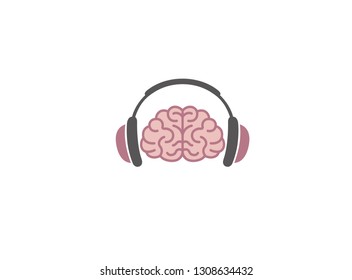 Creative Abstract Headphone Brain Logo Vector Design Illustration  
