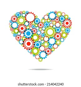 Creative Abstract Heart With Transparent Cog Wheels vector illustration