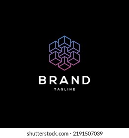 Creative abstract Hexagonal 3d logo geometric premium shape editable