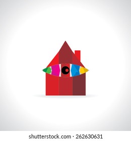 creative abstract home with eye concept 