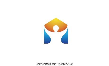 creative abstract house body person logo symbol vector