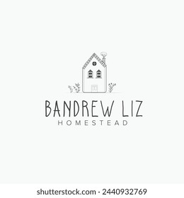Kreatives abstraktes Haus Home Hand-gezeichnete floral einfache Logo Design-Vorlage