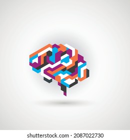 Creative Abstract Human Brain. Color Shapes Thoughts. Vector Background