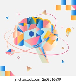 Creative abstract human brain. Color shapes thoughts. Vector background