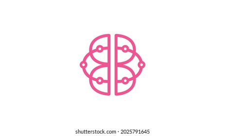 creative abstract human brain technology wires logo vector symbol sign icon 