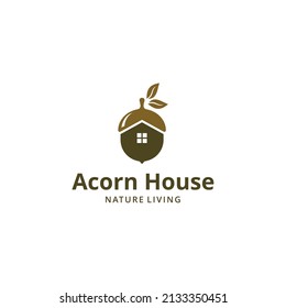 Creative abstract illustration acorn sign with window house logo deign 