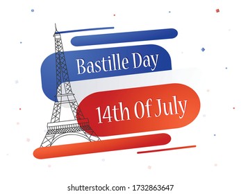 Creative abstract illustration of Bastille day celebration banner. 14th of July.
