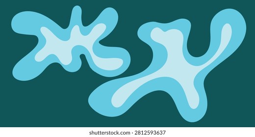 Creative abstract illustration featuring blue organic shapes on a dark background.