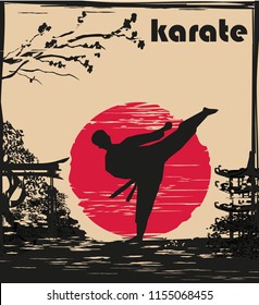 Creative abstract illustration of karate fighter