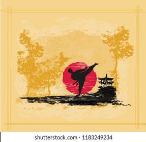 Creative abstract illustration of karate fighter