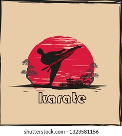 Creative abstract illustration of karate fighter