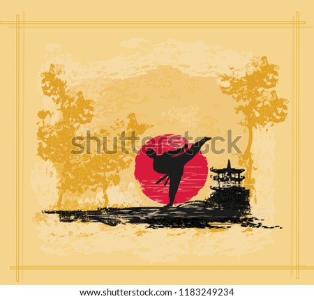 Creative abstract illustration of karate fighter