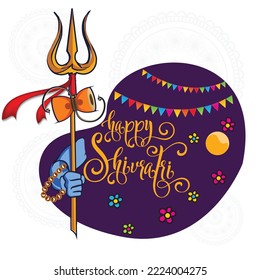 Creative abstract illustration of Lord Shiva  happy Shivratri or happy shiv ratri with calligraphy, Indian Festival concept Greeting card , banner, poster, Vector