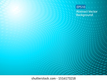 Creative Abstract illustration of soft teal wave of dots on cool lite teal background. Plenty of copy space.
