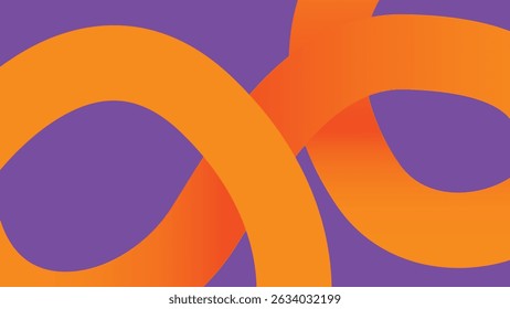 Creative abstract image with intersecting orange ribbon shapes on bright purple. Ideal for web design and digital visuals.
